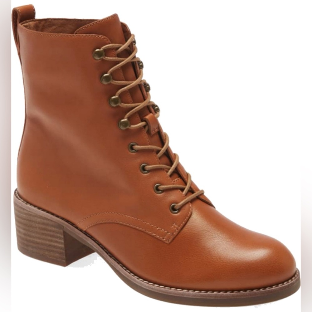 Madewell Patti Lace-Up Boot in English Saddle 7.5